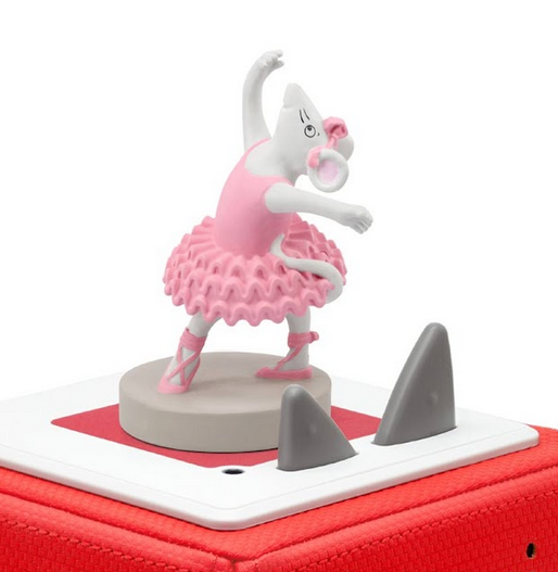 Angelina Ballerina tonies character figure on a classic red Toniebox. 
