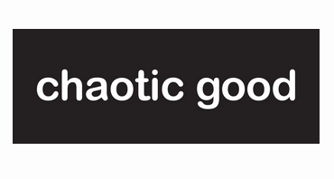 Black rectangle magnet with white lettering that reads "chaotic good"