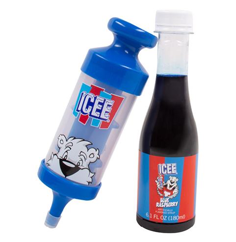 ICEE gift set. Comes with a freeze pop holder and 6.1 fl. oz. of blue raspberry syrup.