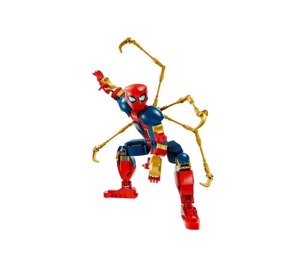 LEGO built Iron Spider-Man figure with extra articulated arms. 