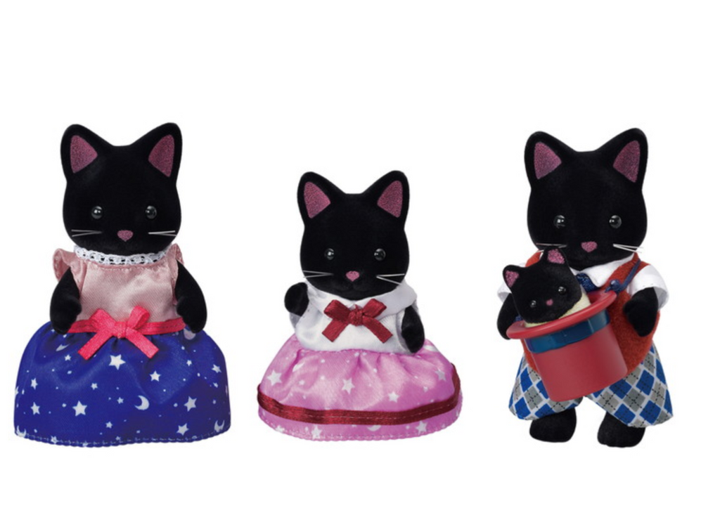 Calico Critters Midnight Cat Family figures.
