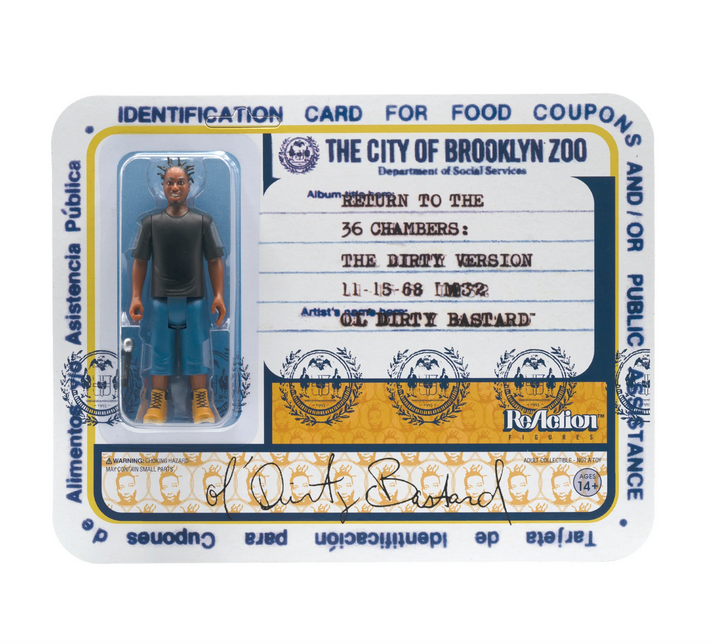 ODB action figure packaged in clear plastic on a cardback based on the cover of his debut platinum-selling solo album Return to the 36 Chambers.