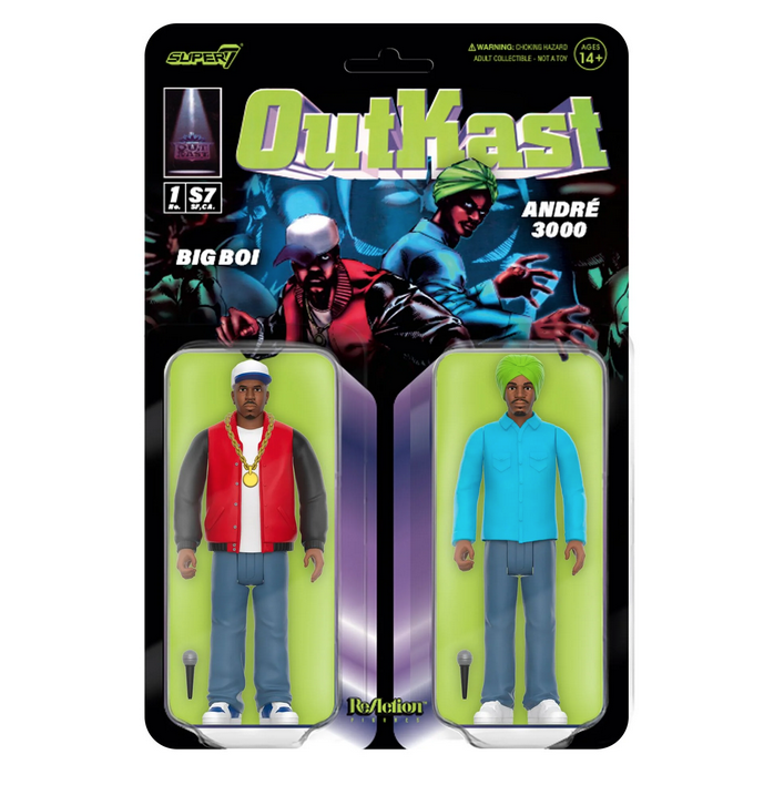 Outkast figures with cover art from the iconic duo’s second studio album, "ATLiens",  packaged on a special 2-pack cardback