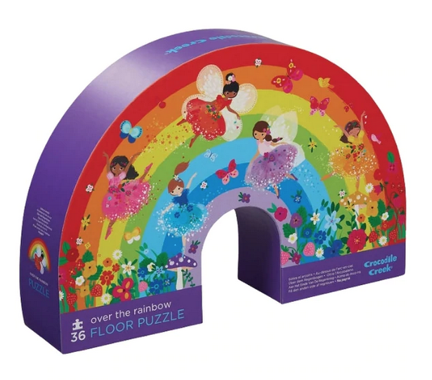 Rainbow shaped purple box with puzzle illustration on the cover.
