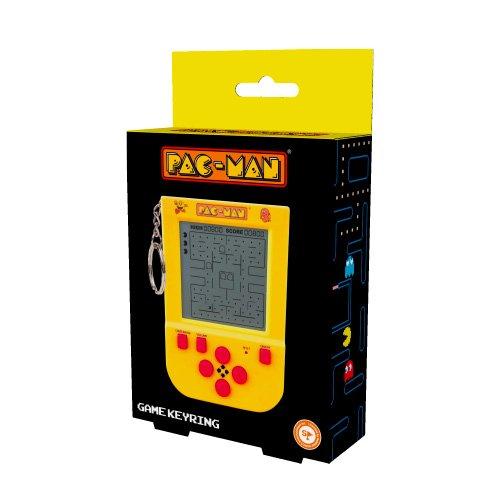 Black box with yellow hang tab with a picture of the Pac Man Arcade game on the front.