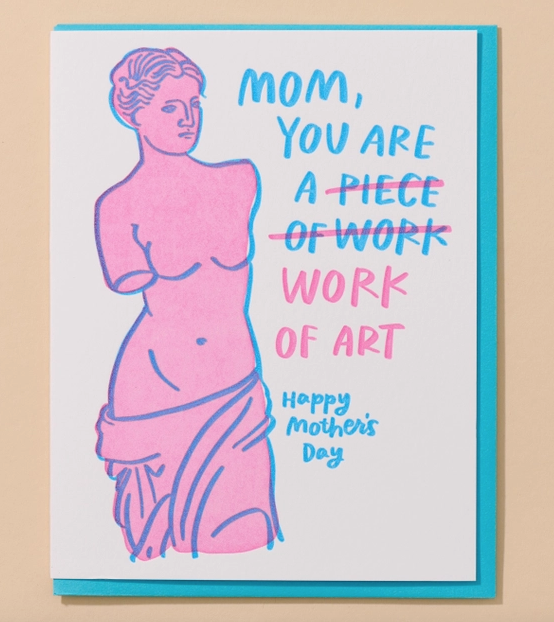 Greeting card features an illustration of the Venus de Milo or Aphrodite of Melos statue.