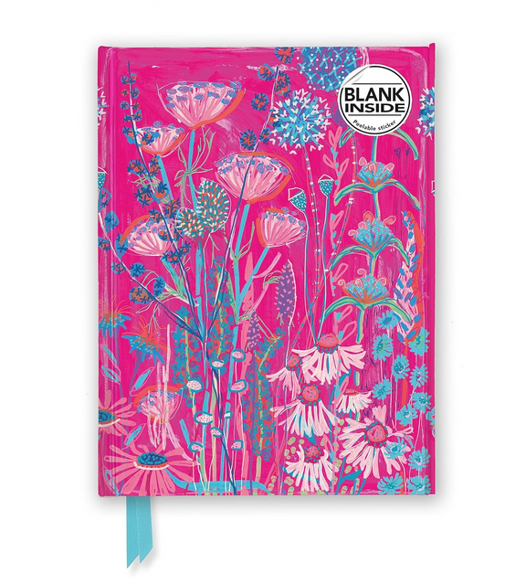 Hardbound journal with hot pink background and foiled flowers.