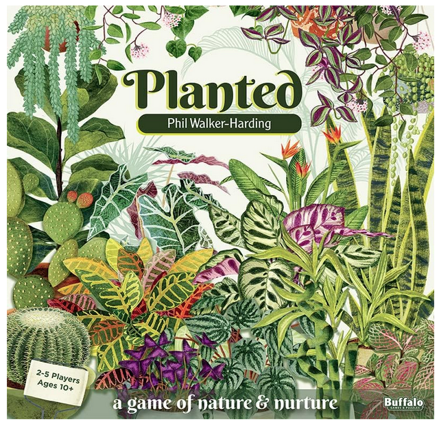 Illustrated box with every kind of plant with the title "Planted"