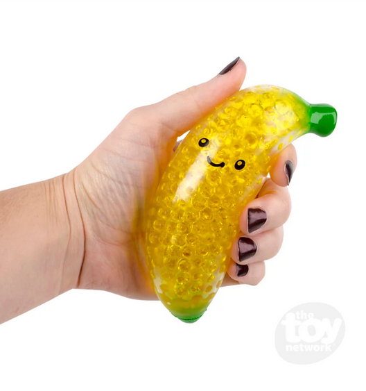 Squeezy Bead Banana being squeezed. 
