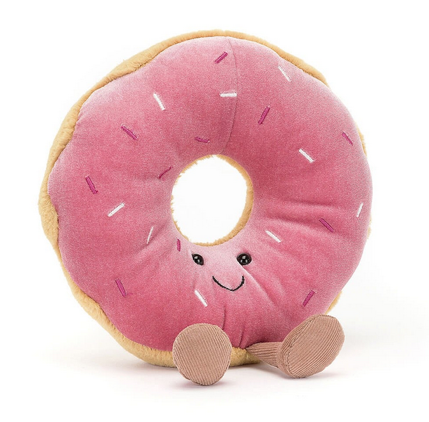 Amuseable Doughnut is a burst of kooky sweetness! With soft golden dough, berry-pink icing, stitch rainbow sprinkles and cordy fudge boots, this doughnut's weighted to sit up in style!