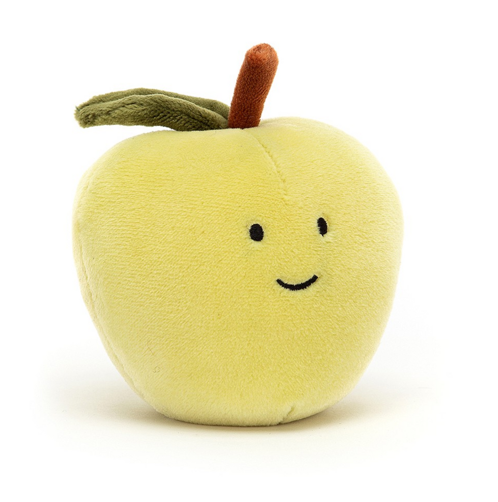  Fabulous Fruit Apple. With short, stretchy fur in fresh orchard green, this friendly fruit is squishably soft. Sporting a sweet stalk and deep green leaf, our apple is ready to roll out in style!