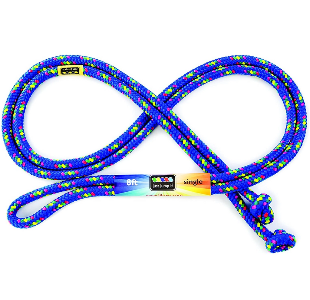 Blue speckled 8 foot jump rope.