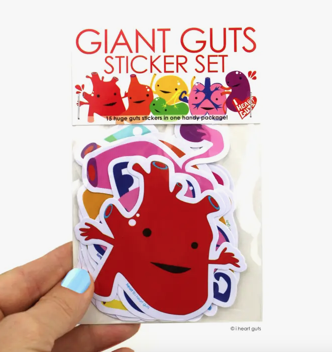 Package of Giant Guts stickers. 