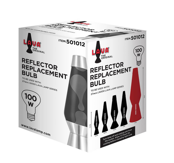 The Lava Lamp, 100-Watt, Replacement Bulb 1-Pack is made specifically for 27" / 250 Ounce, Grande, Lava lamps.