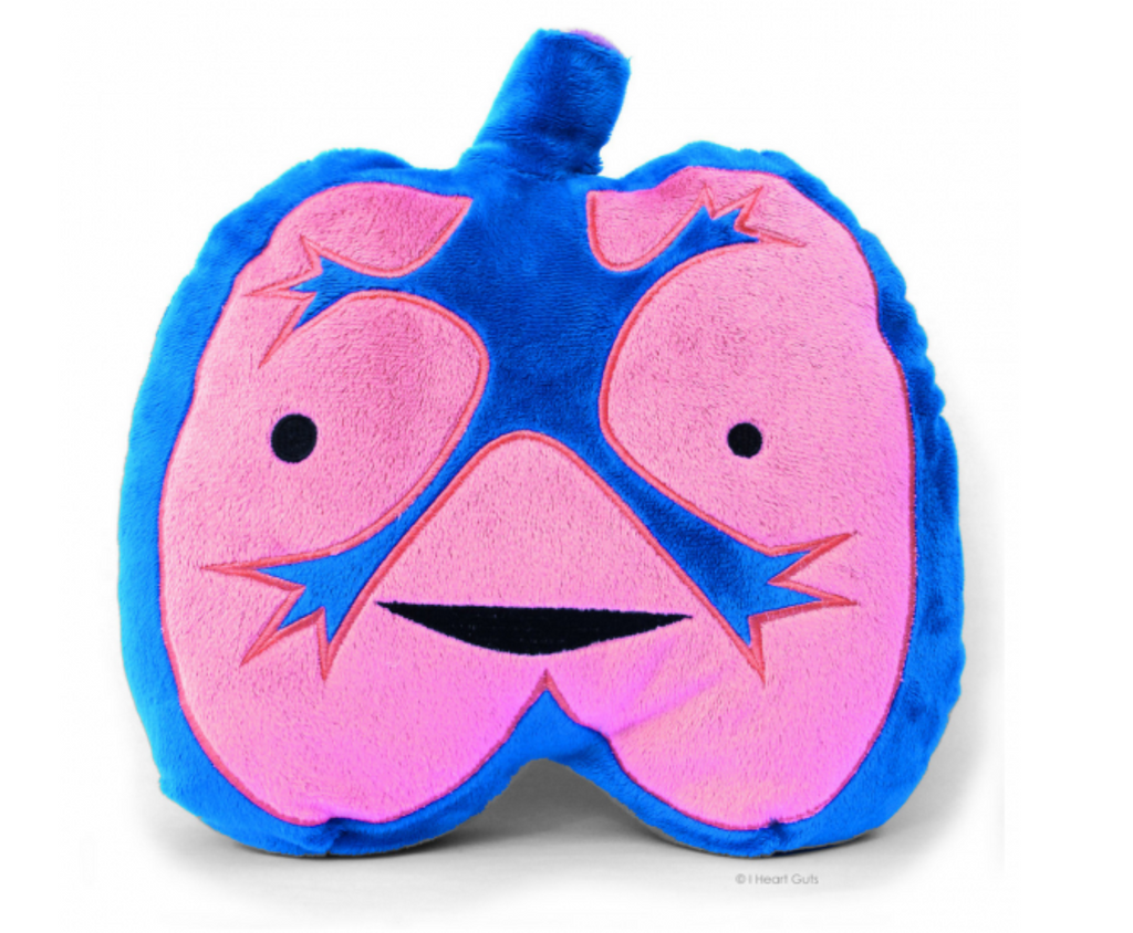 Plush lungs with a happy embroidered face.