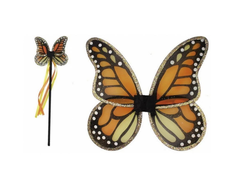 Monarch butterfly dress up wings and macthing butterfly magic wand. 