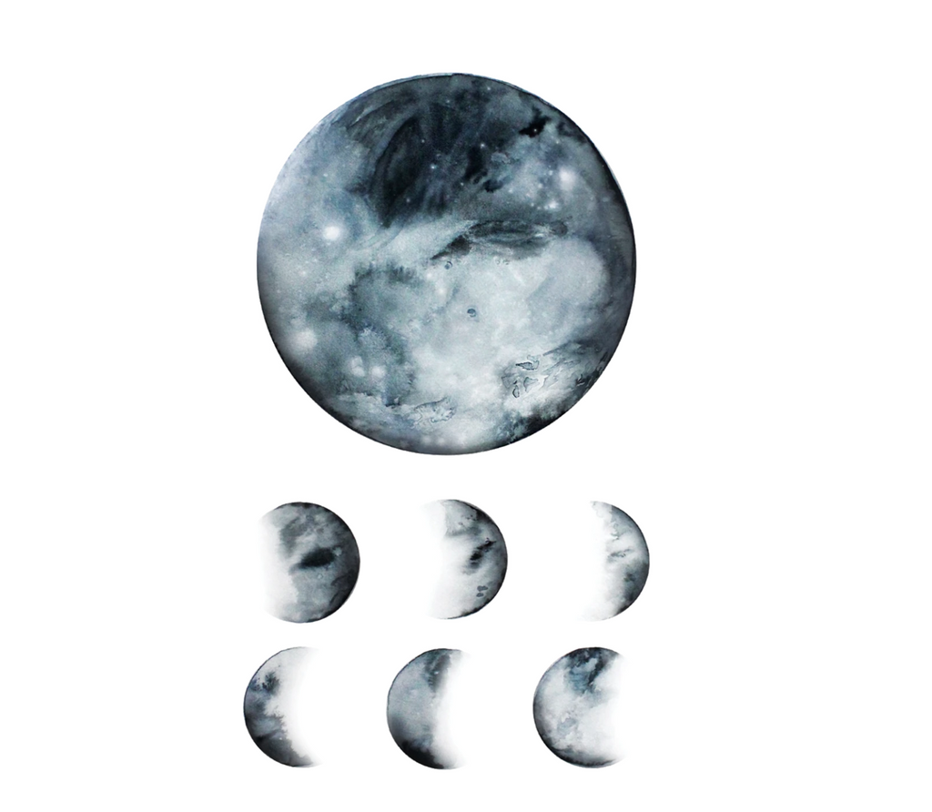 Phases of the moon temporary tattoos.