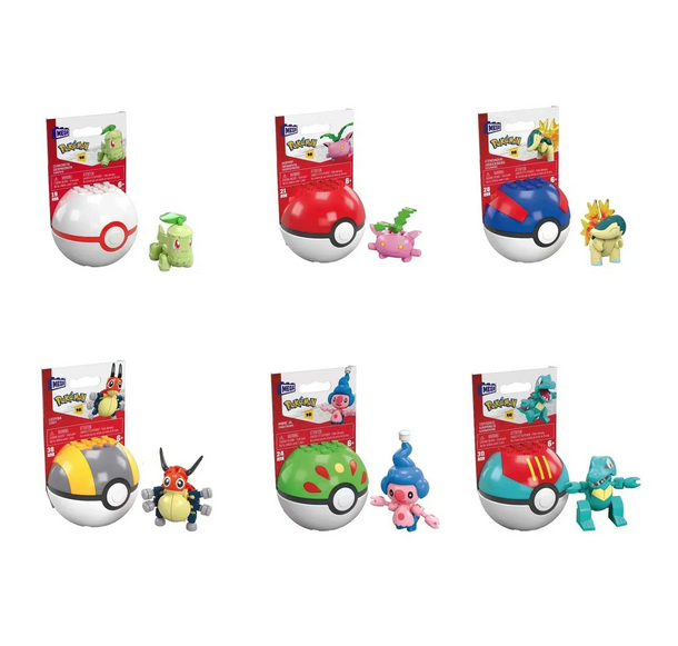 Build the power that's inside with 6 buildable Pokémon, including popular characters from different regions! Each figure comes in its own Luxury Ball or Quick Ball, with prongs on top so you can display your Pokémon. 