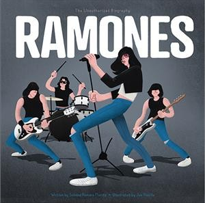 Cover of the Ramones book with an illustrated image of the band playing.