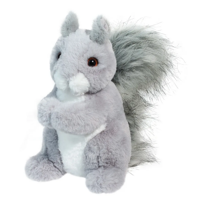 Swiftie Squirrel with grey fur and super bushy tail. 