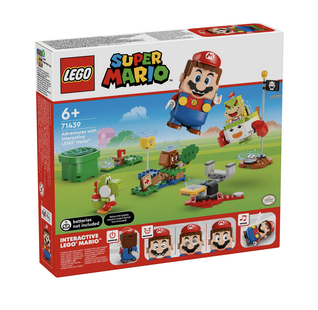 LEGO Super Mario Adventures with Interactive LEGO Mario set packaged in it's box with a picture of the play set fully built. 