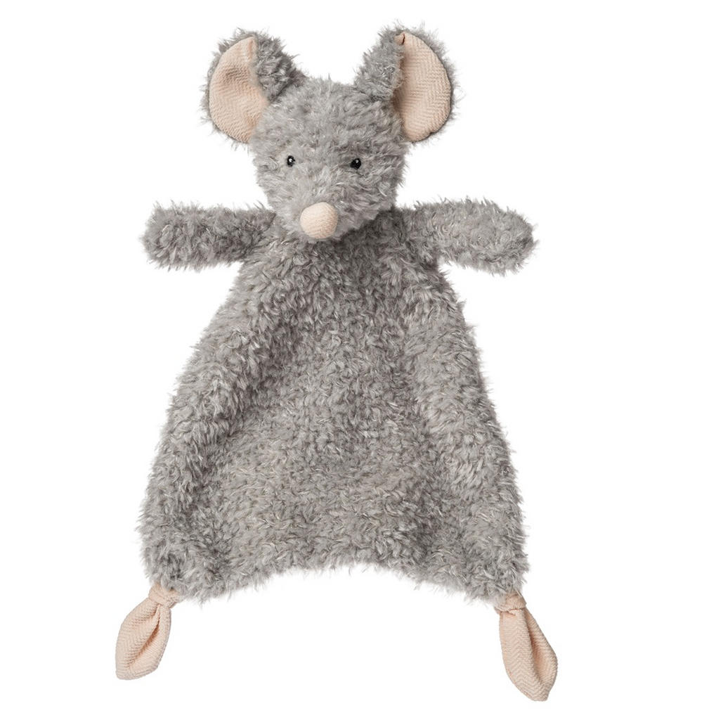 The Again Friends Mouse Lovey stretched out to show the blanket like body and plush mouse head. 