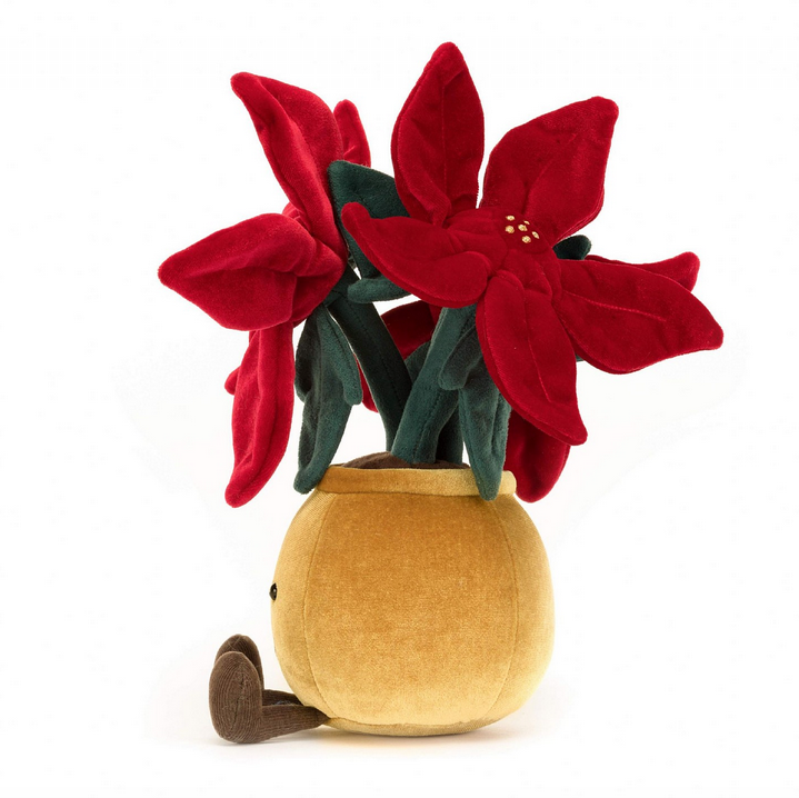 Side view of the Amuseable Red Poinsettia Plush. 