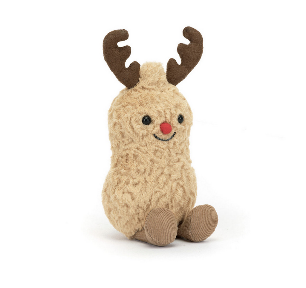 Jellycat Amuseables Peanut Reindeer stuffed animal. 