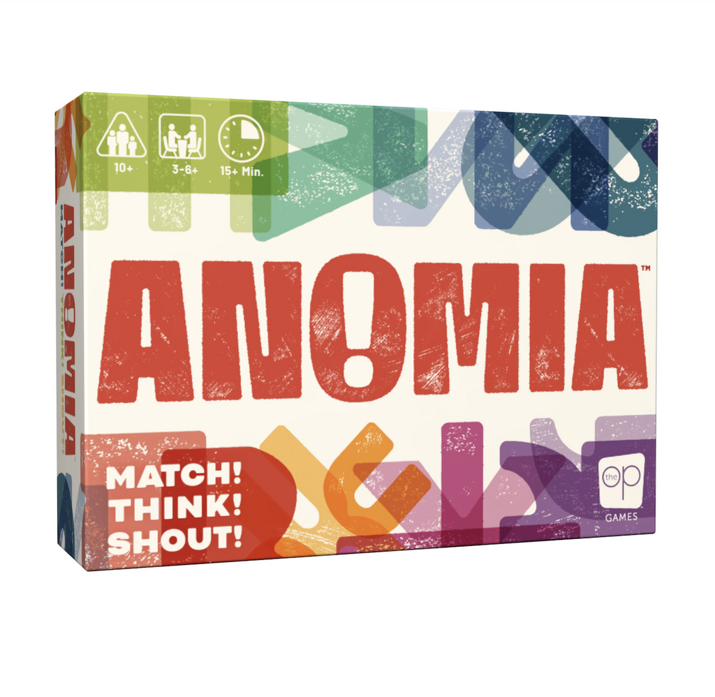 Colorful box containing the party game Anomia.