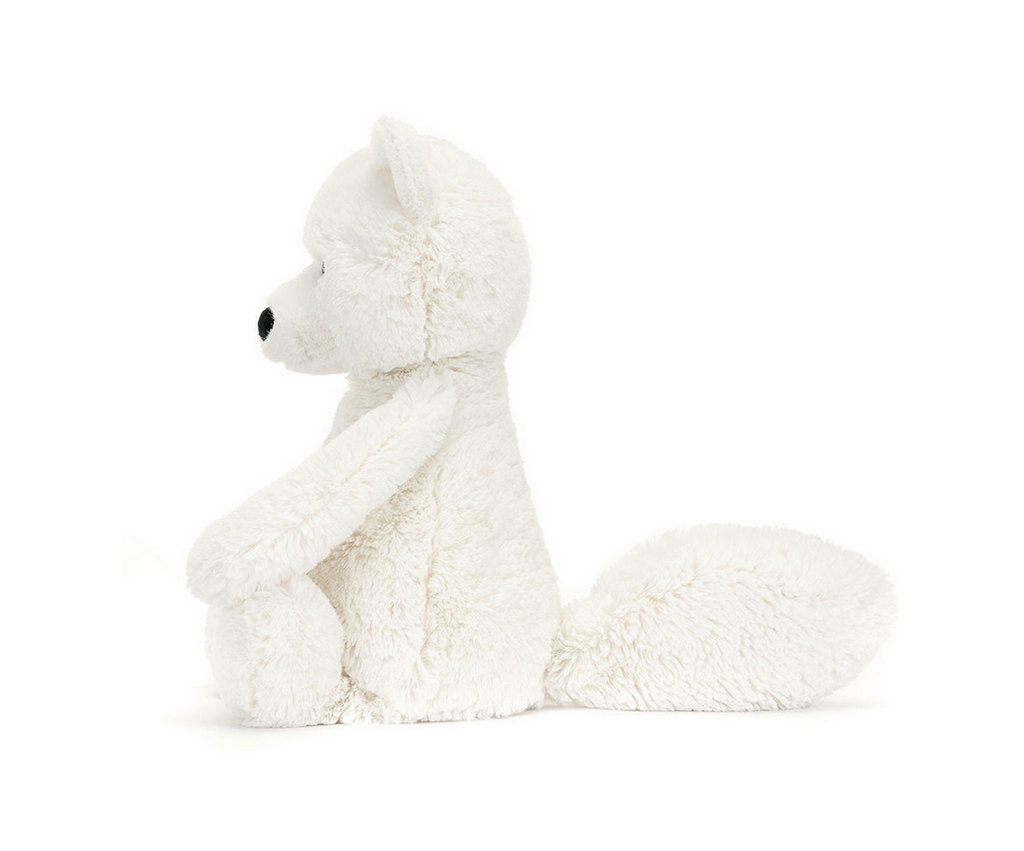 Side view of Arctic Fox Bashful plush.