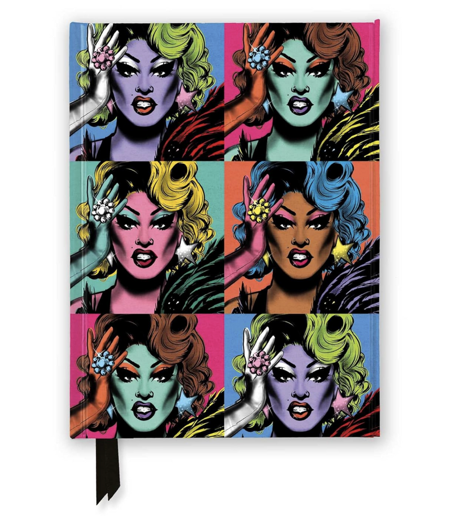 Colorful pop art style of a beautiful drag queen in repeated pattern. 