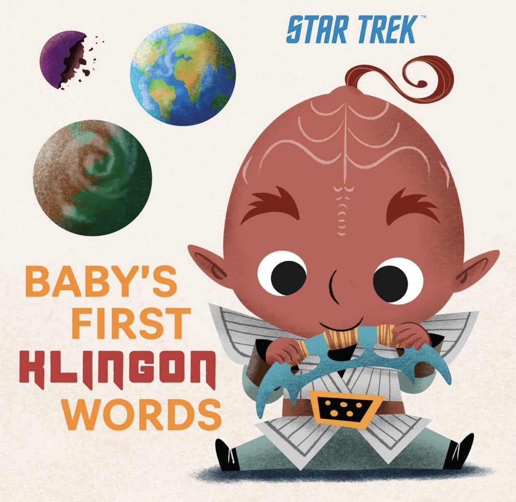 Illustrated cover with a baby Klingon. 