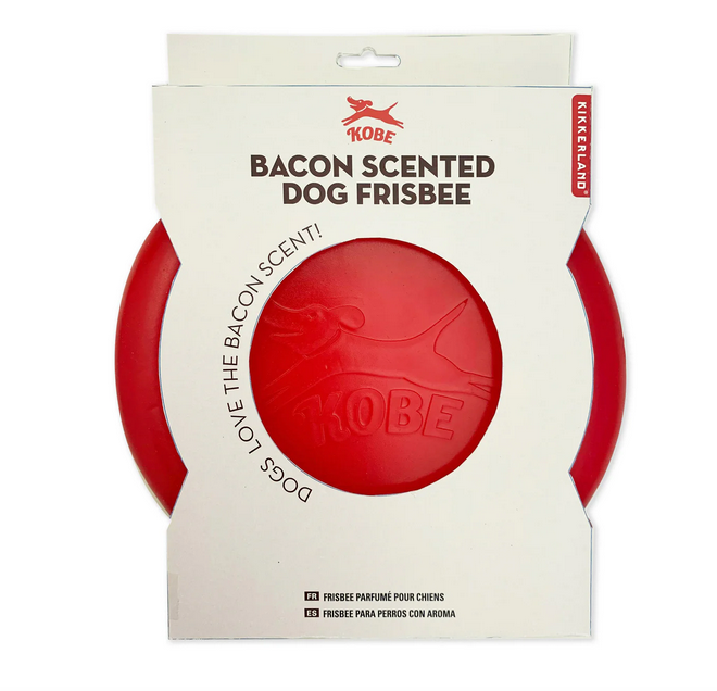 The bacon scented dog frisbee packaged in a paper band so you are able to touch the frisbee. 