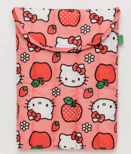 Baggu puffy laptop sleeve with Hello Kitty Apple print. 
