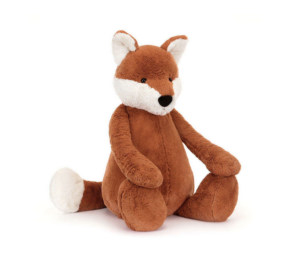 Bashful Fox Cub Giant plush sitting up and facing forward. 