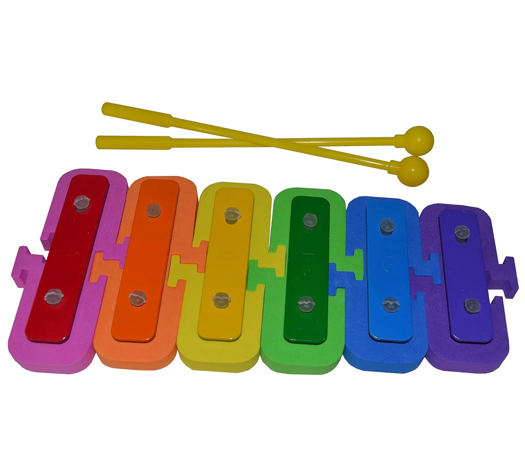 Bright and colorful Bath Time Xylophone with it's mallets. 