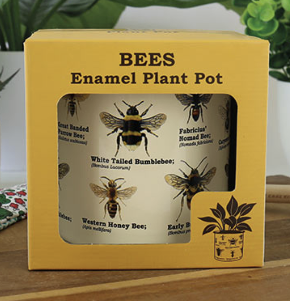 bees in plant pot Bees Enamel Plant Pot