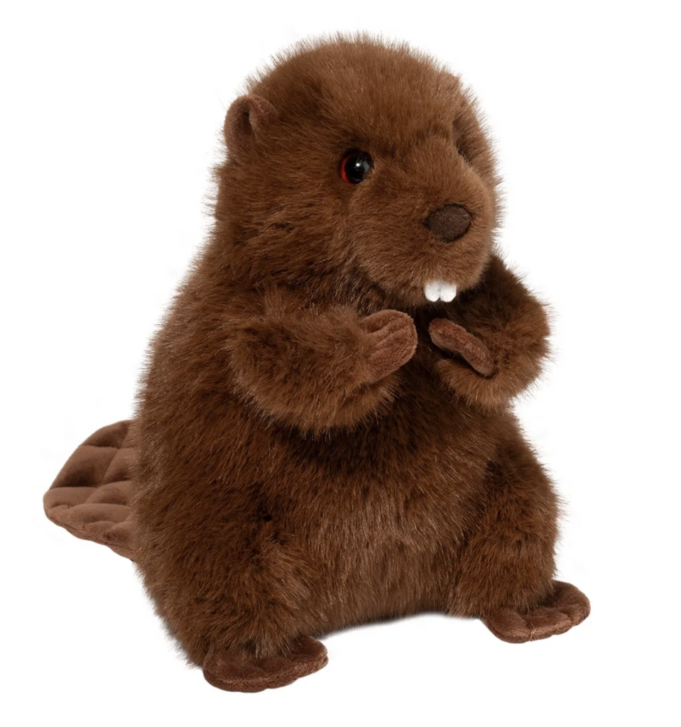 Bev Beaver stuffed animal with signature buckteeth of the species. 