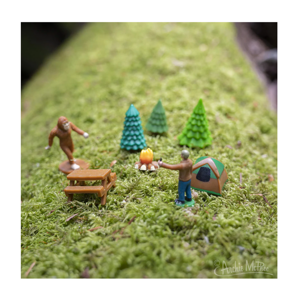 Bigfoot Basecamp figures displayed on moss.