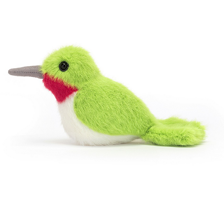 Birdling Hummingbird plush side view. 