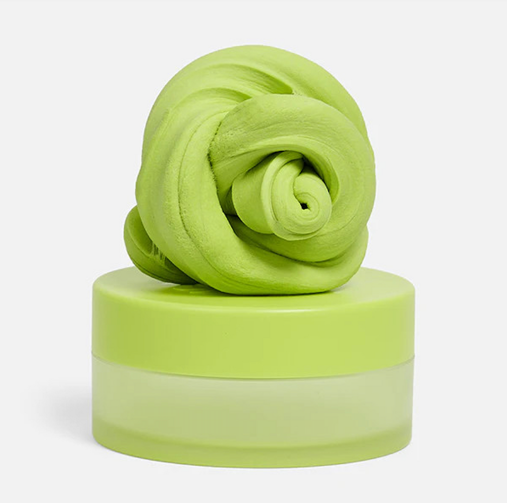 Citron a bright lime green colored putty resting on top of it's matching container. 