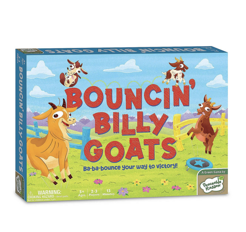 Bouncin' Billy Goats game box with illustrations of goofy goats. 