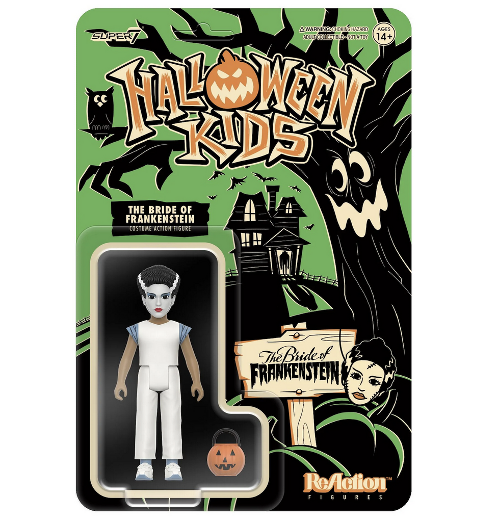 Halloween Kids Bride of Frankenstein Reaction figure on an illustrated hang card. 