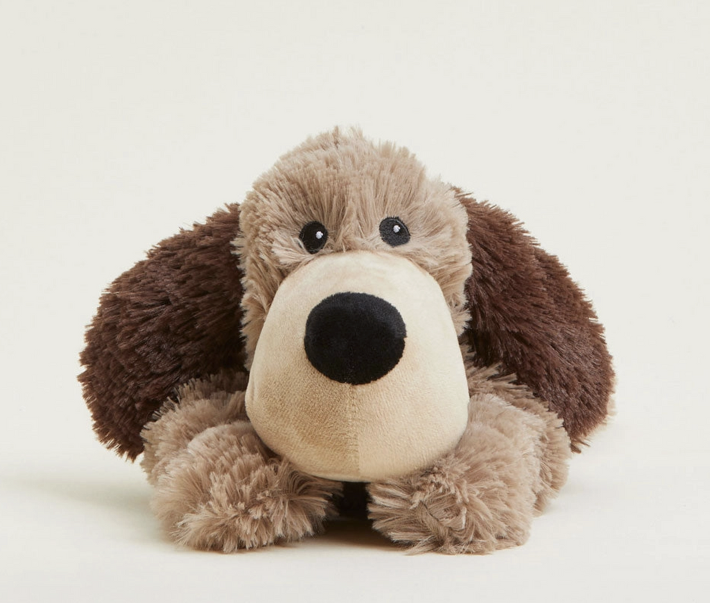 Warmies Brown Dog plush toy with floppy ears and soft brown muzzle. 