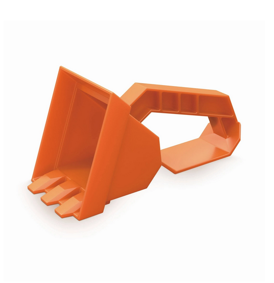 Orange sand scooper that looks like construction equipment. 