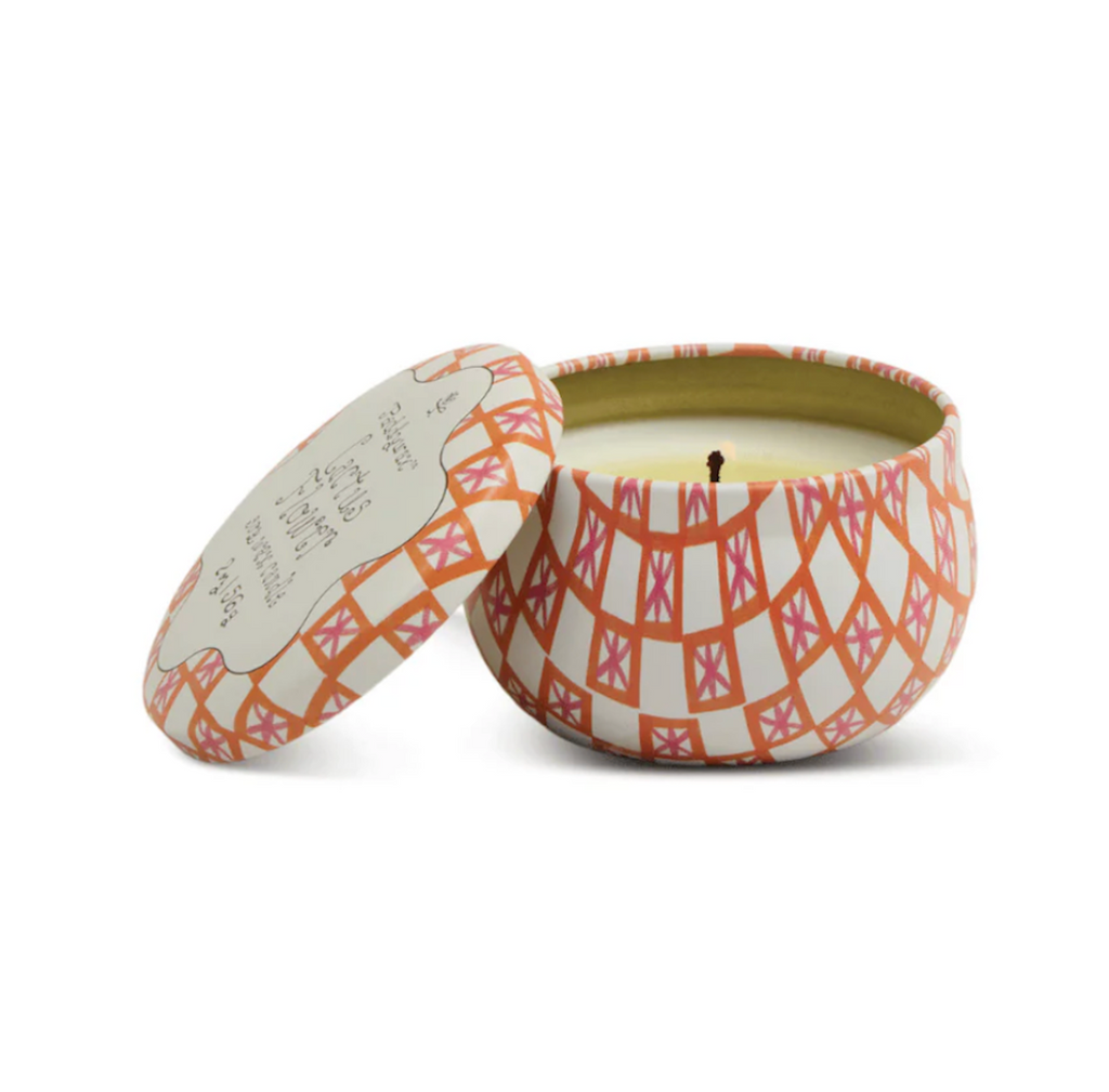 Cactus Flower scented candle in a decorative tin with lid. 
