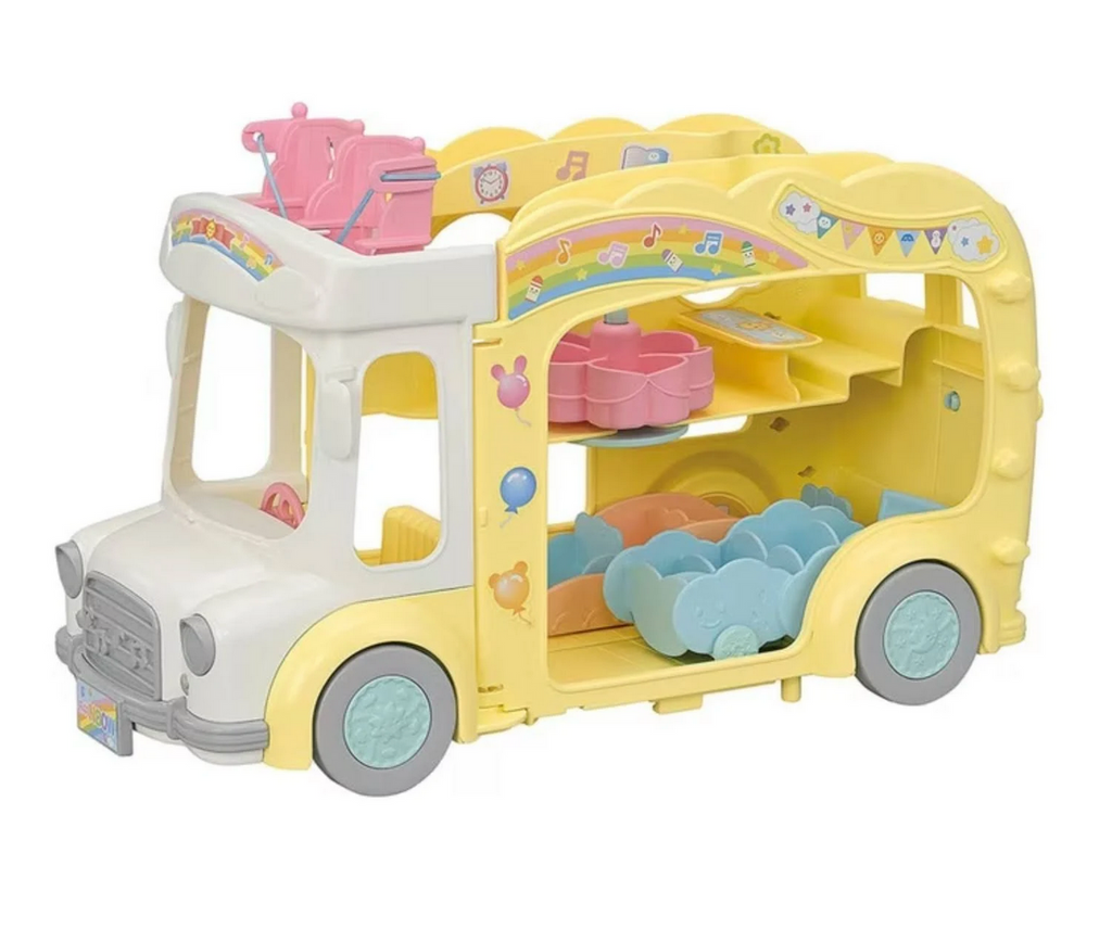 Rainbow Fun Nursery Bus waiting for all the Calico Critter babys to come for a ride.