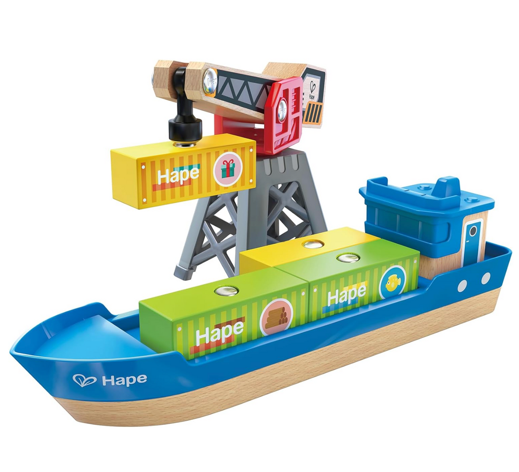 The toy Cargo Ship and Crane toy. 