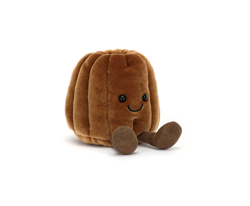 Small brown pastry plush on a white background