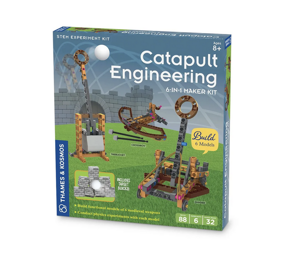 Catapult Engineering box with pictures of each of the models that can be built using the kit. 